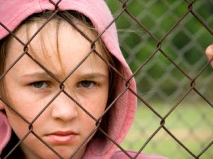 girl and fence